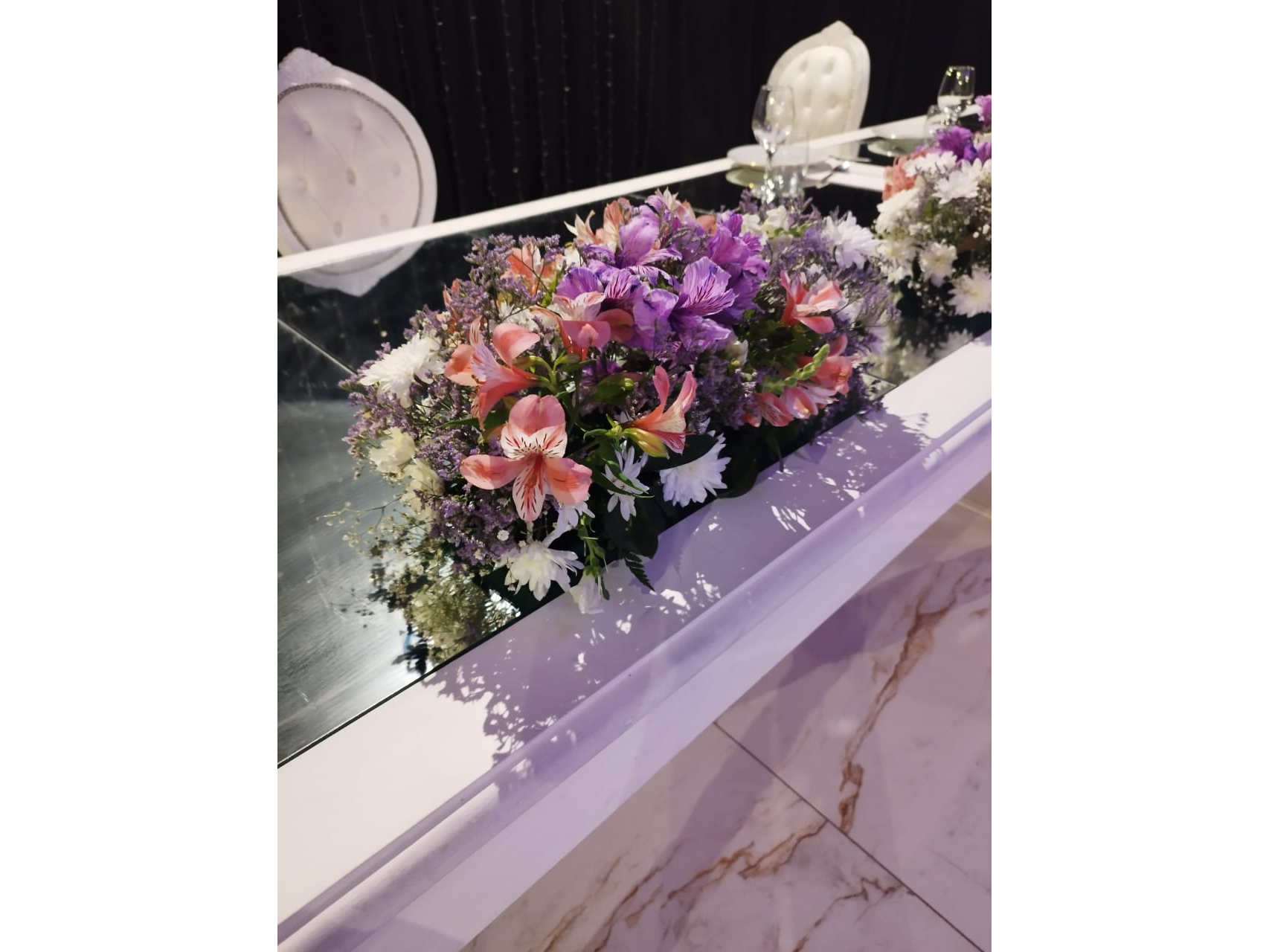 CENTRO DE MESA 80CM LARGO FLORES NATURALES