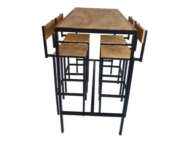 MESA 1,20 X 0,6CM (1,1 DE ALTO) + 4 SILLAS ALTAS CON RESPALDO