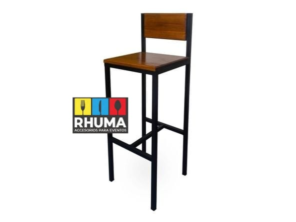 SILLAS ALTAS HIERRO Y MADERA CON RESPALDO