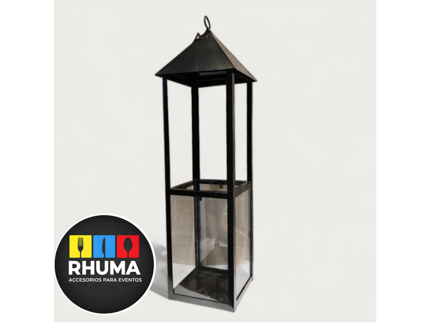 FAROL FANAL NEGRO 55CM ALTO + 3 PILAS + VELON