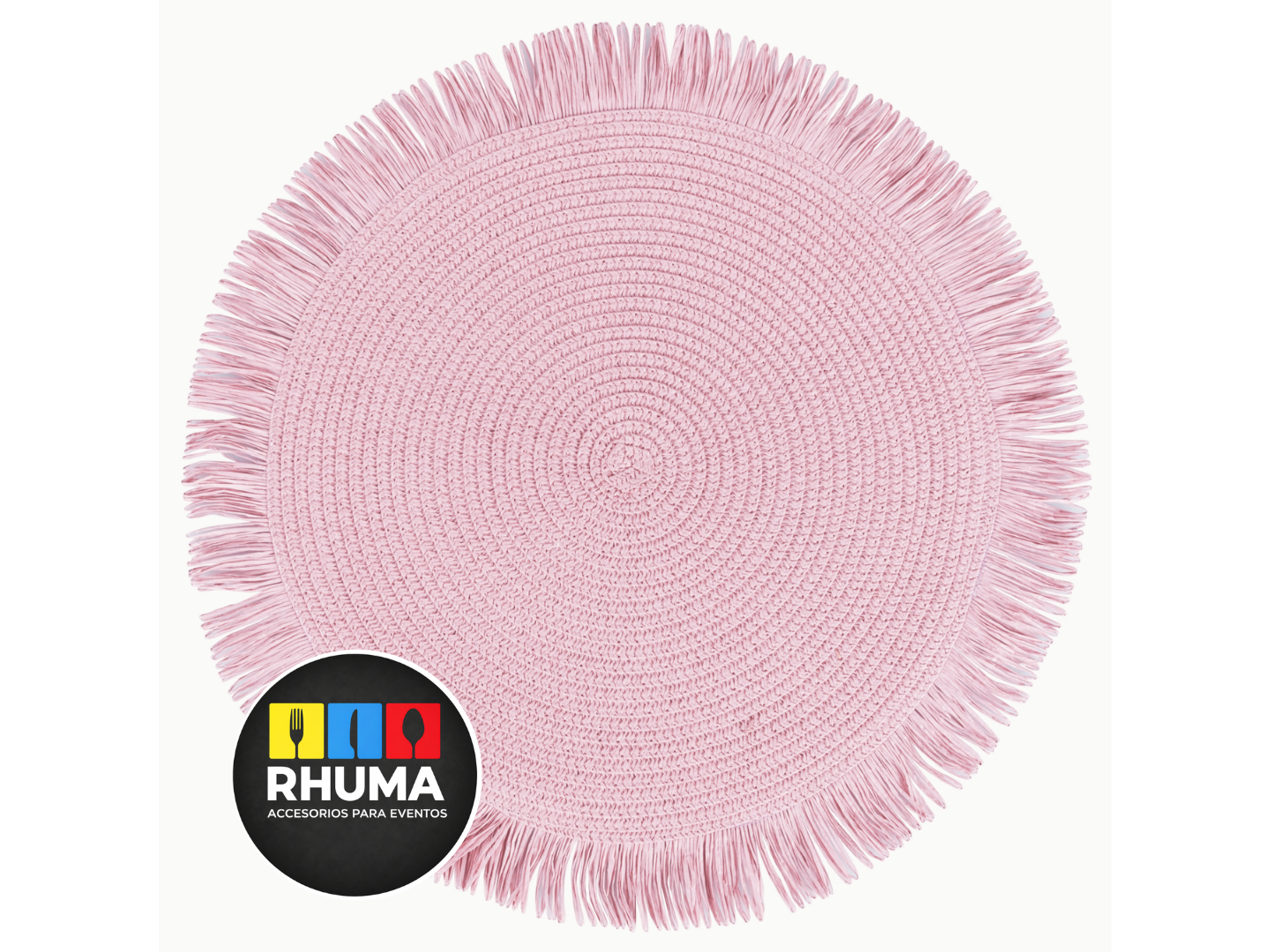 PLATO DE SITIO ROSA Y FLECOS 38CM DIAM