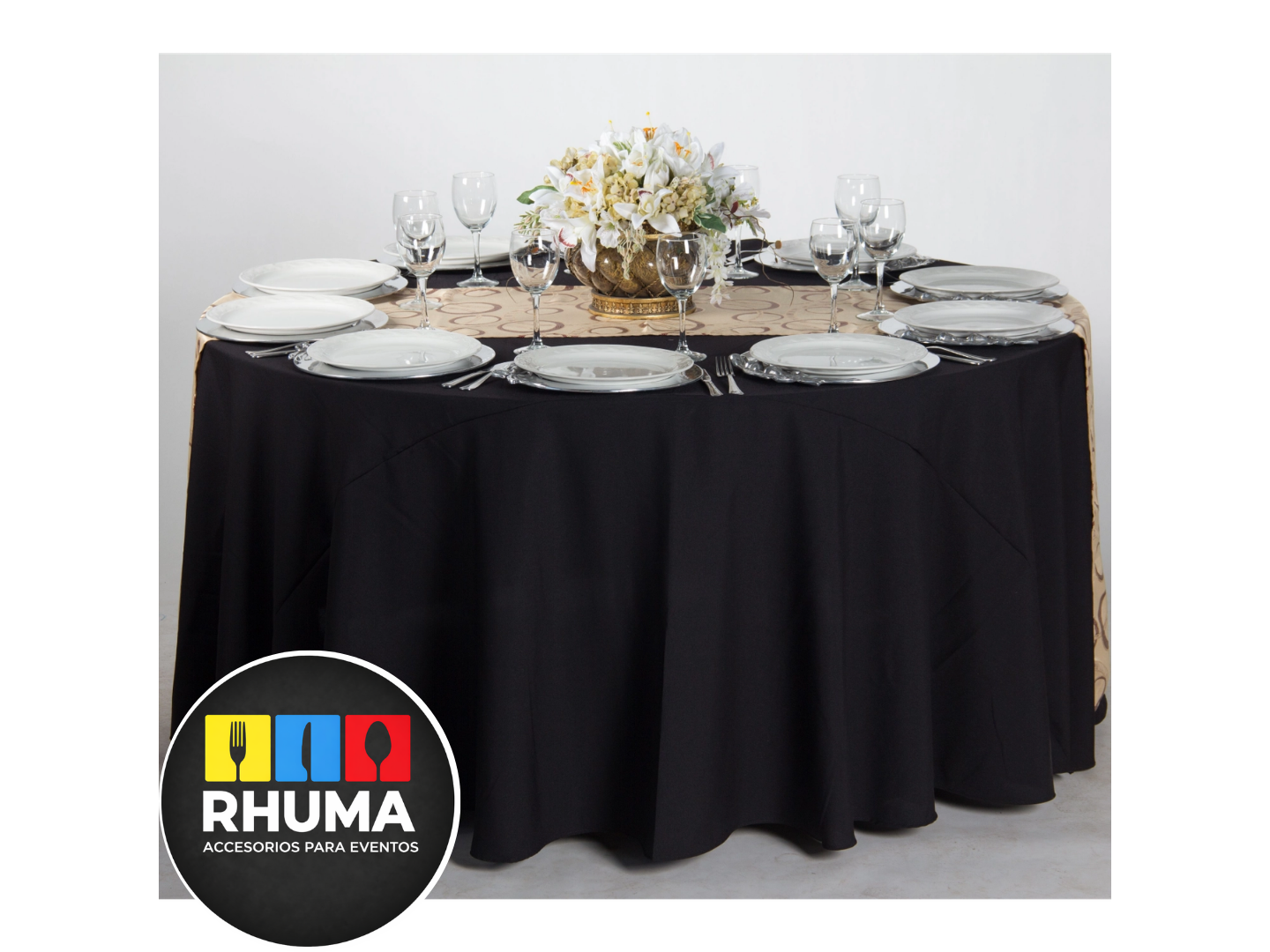 MANTEL REDONDO 3M DIAM NEGRO