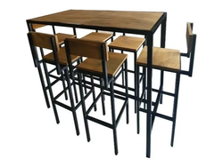 MESA 1,20 X 0,6CM (1,1 DE ALTO) + 6 SILLAS ALTAS CON RESPALDO