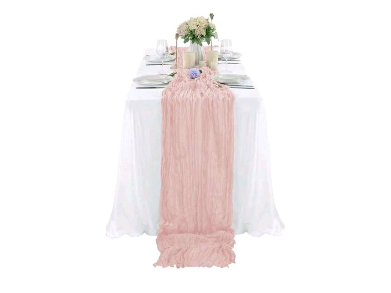 CAMINO DE MESA GASA ROSA PÁLIDO 2,40 x 0,8