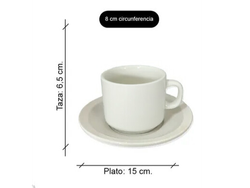 TAZA DE TE CON PLATO BLANCO