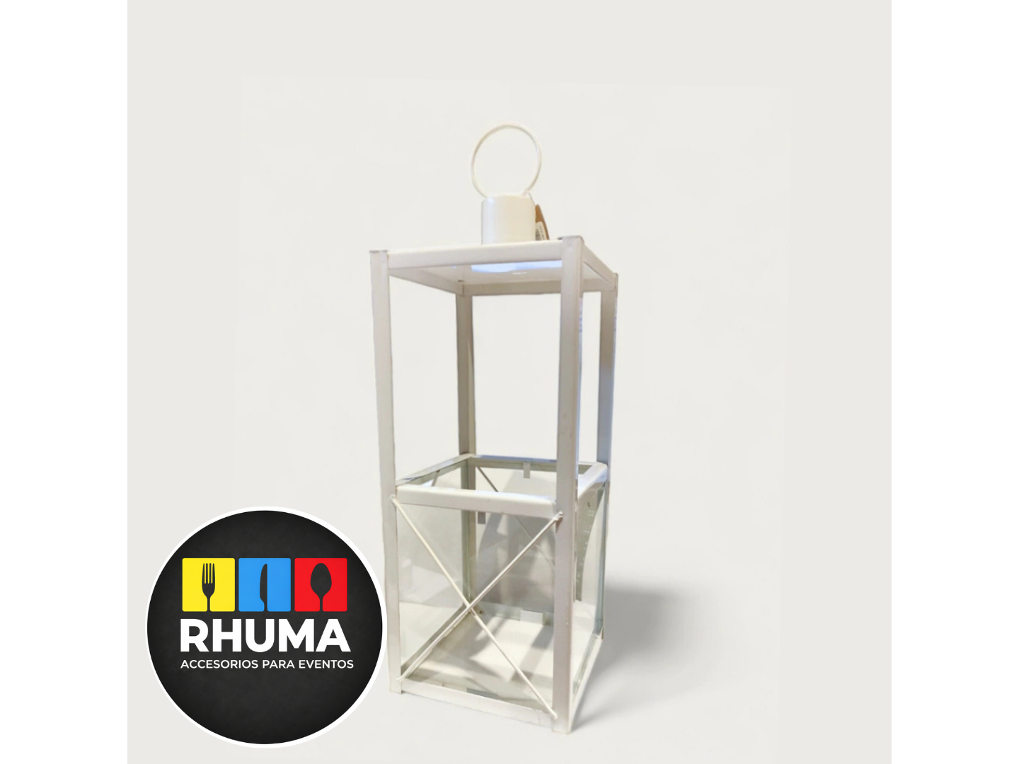 FAROL FANAL BLANCO 50CM ALTO + 3 PILAS + VELON