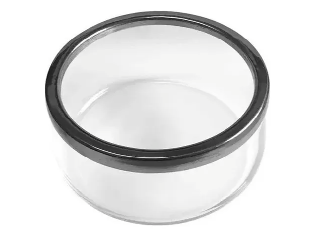 ENSALADERA DE VIDRIO BORDE DE ACERO (21cm diam Alto 9CM)