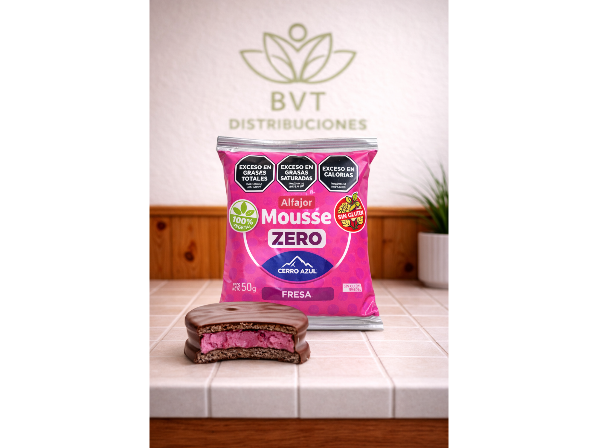 Alfajor Mousse Fresas Zero (Caja cerrada 12 Unidades)