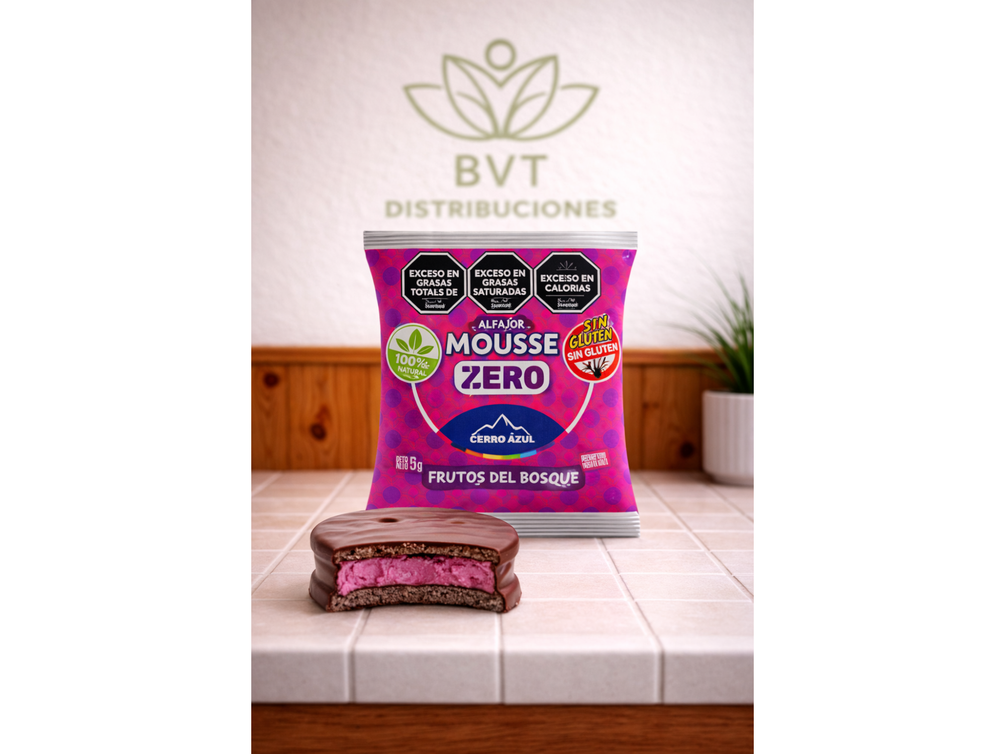 Alfajor Mousse Zero Frutos de Bosque (Caja Cerrada 12 Unidades)