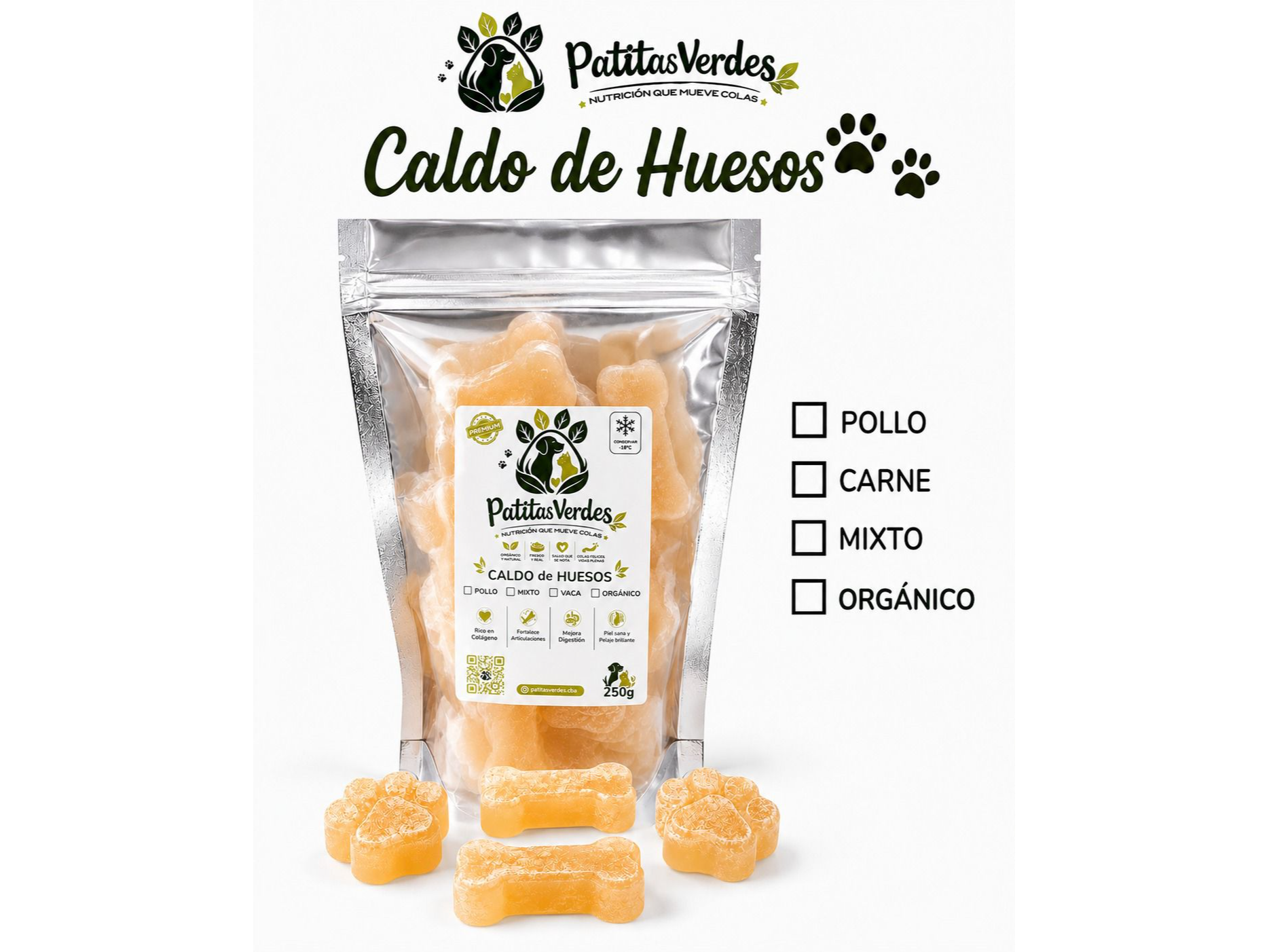 CALDO DE HUESOS HUELLITAS/HUESITOS de Patitas Verdes