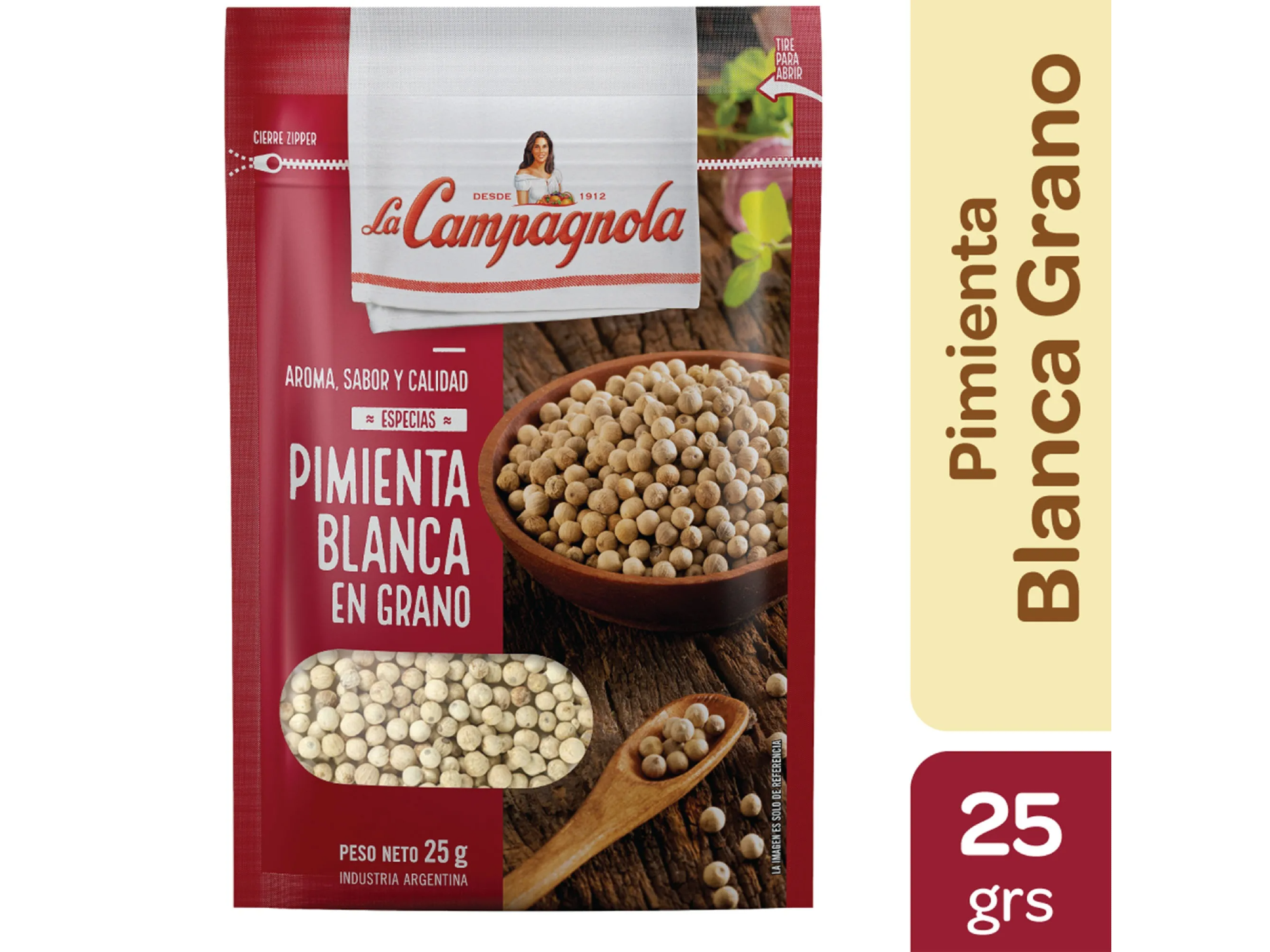 Pimienta blanca en granos LA CAMPAGNOLA 25g