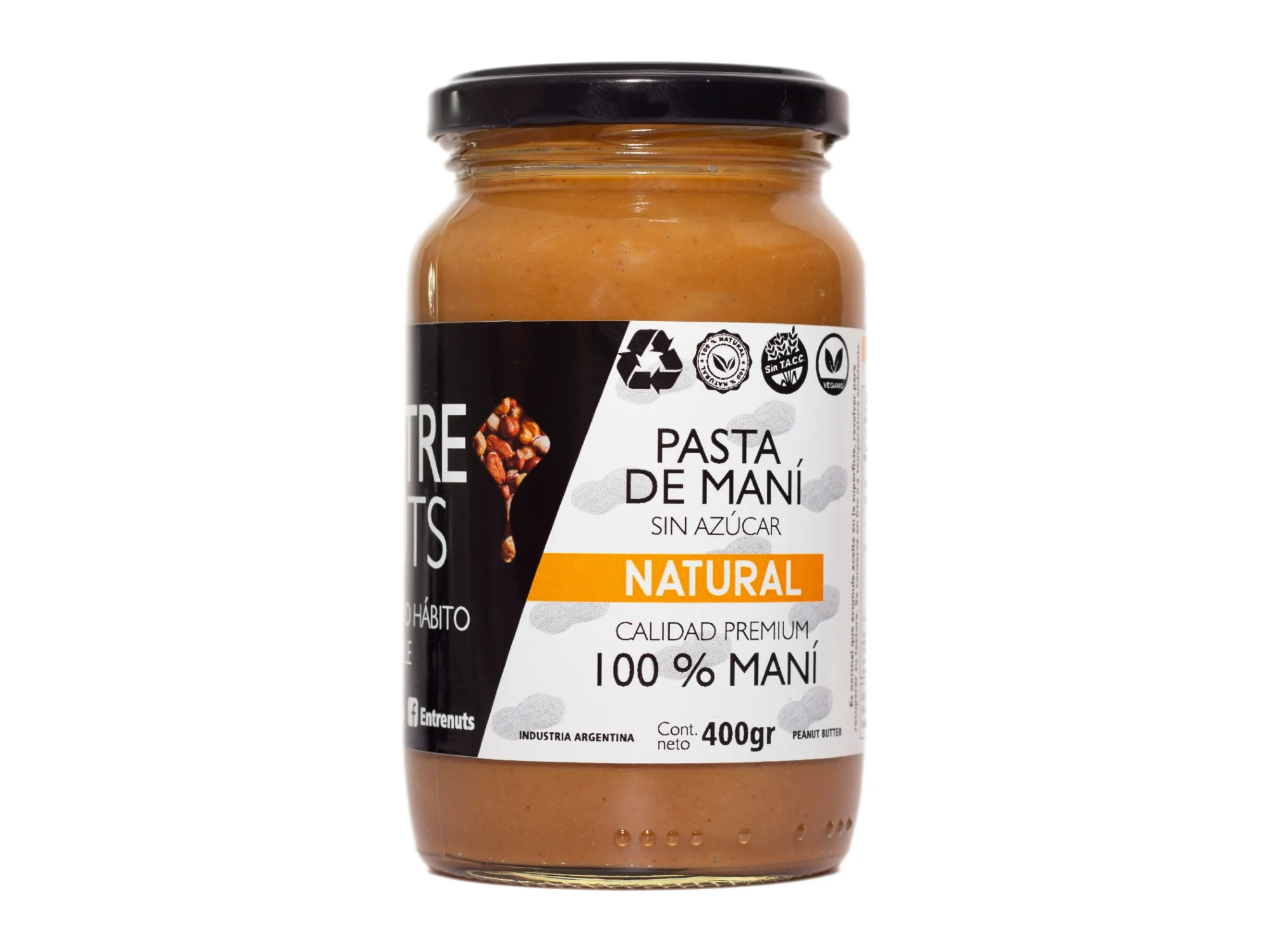 Pasta de mani natural ENTRENUTS 400g