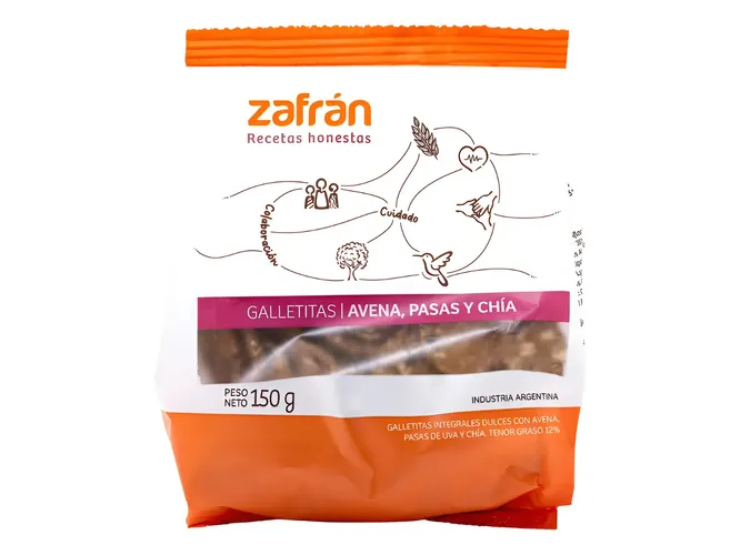 Galletitas de Avena, Pasas y Chía 150g ZAFRAN