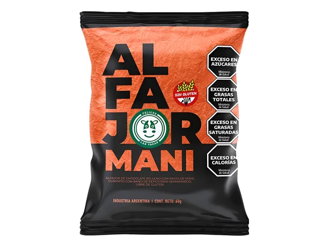 Alfajor de Chocolate relleno de Pasta de Maní FELICES LAS VACAS