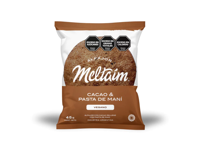 Alfajor con Cacao relleno de Pasta de Maní MELTAIM