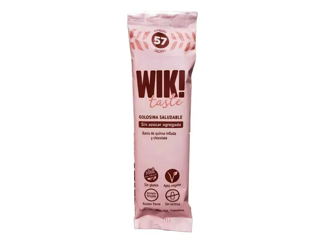Barra de Quinoa y Chocolate SIN GLUTEN, SIN LACTOSA 20g WIK!