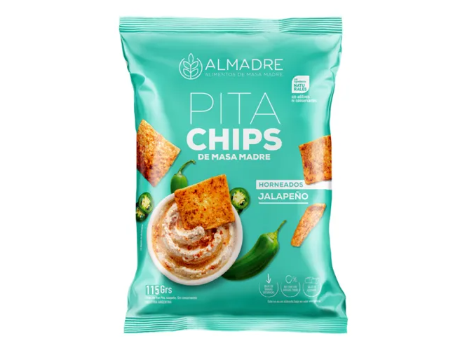 Pita Chips de Masa Madre Horneados sabor Jalapeño 115g ALMADRE
