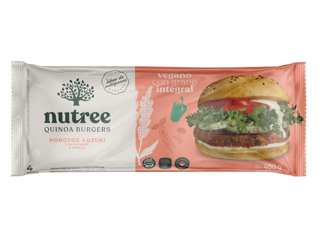 Hamburguesas Vegetales x4u sabor Porotos Adzuki con Morrón y Perejil SIN GLUTEN NUTREE