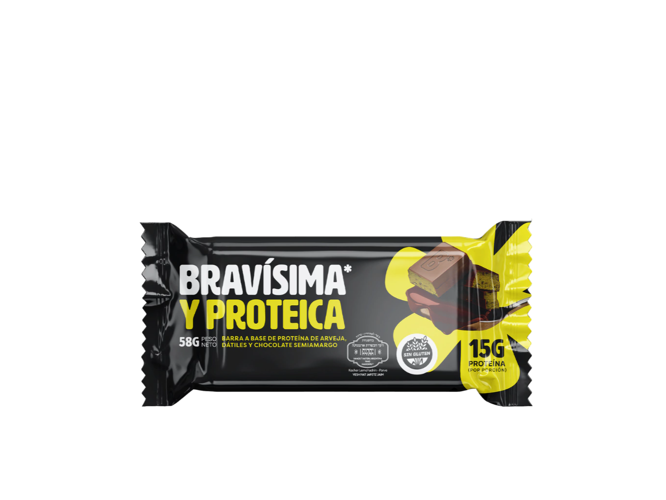 Barra Proteica de Arveja, Dátiles y Chocolate Semiamargo 58g BRAVA