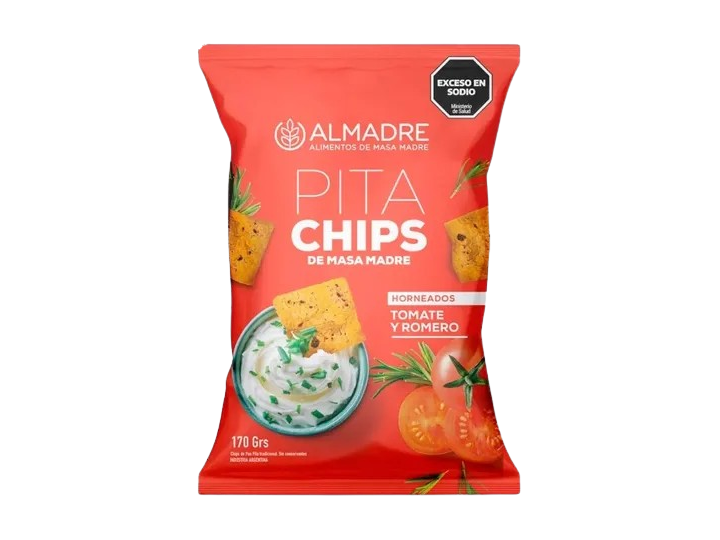 Pita Chips de Masa Madre Horneados sabor Tomate y Romero 115g ALMADRE