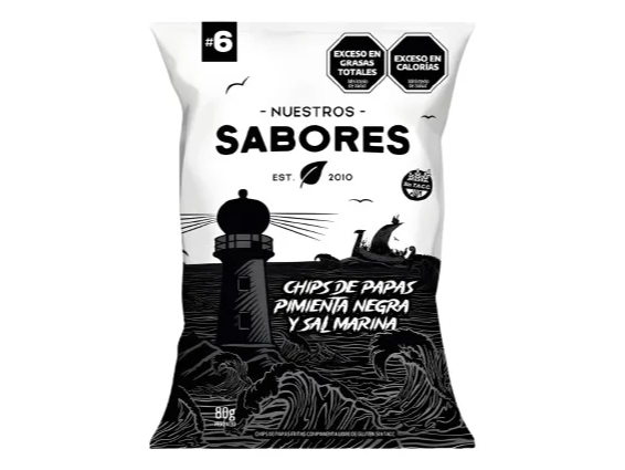 Chips de Papas, Pimienta Negra y Sal marina 80g NUESTROS SABORES