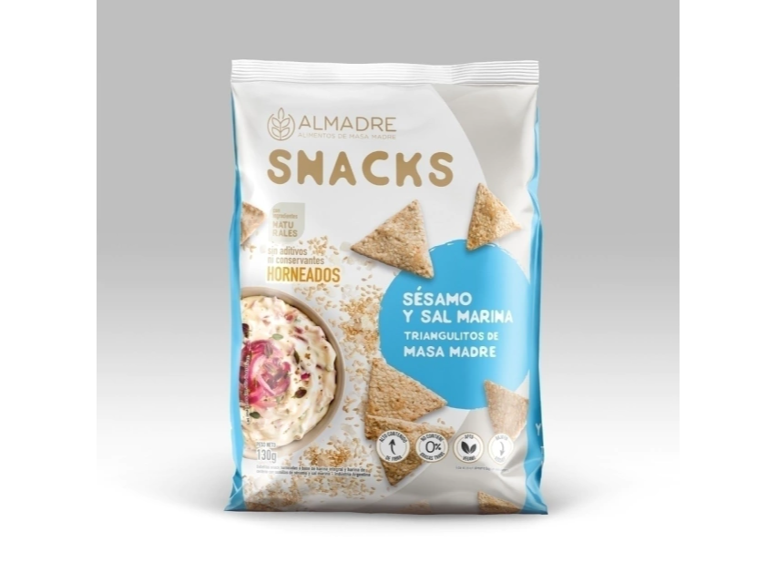 Triangulitos de Masa Madre sabor Sesamo y Sal Marina 130g ALMADRE