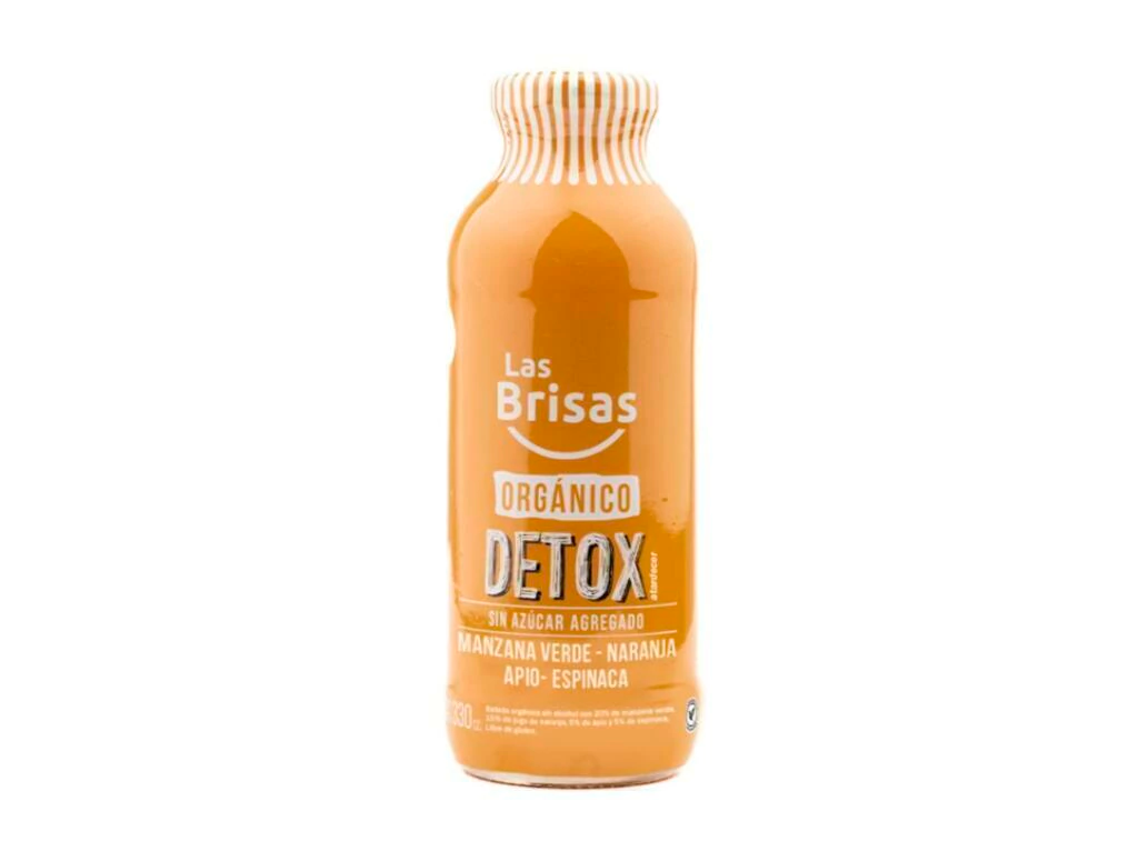 Jugo Orgánico Detox sabor  Manzana Verde,  Naranja, Apio y Espinaca 330ml LAS BRISAS