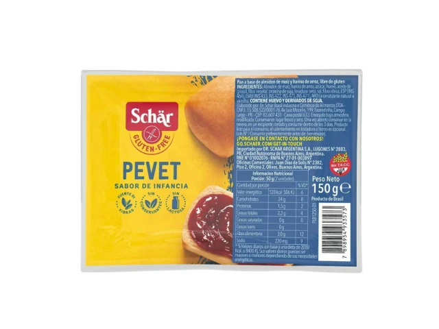 Pan Pevet SIN LACTOSA  x150g SCHAR