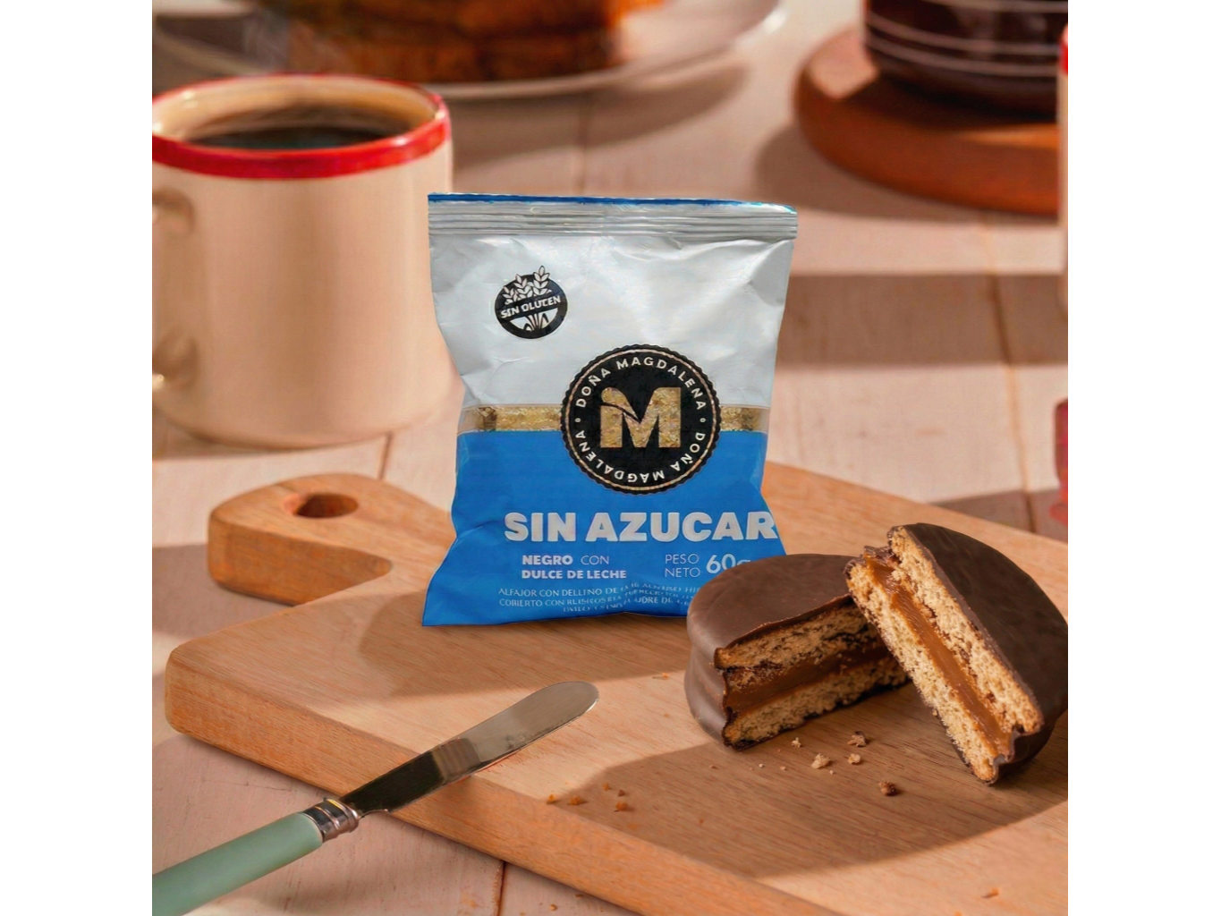 Alfajor negro con dulce de leche SIN AZUCAR x60g DOÑA MAGDALENA