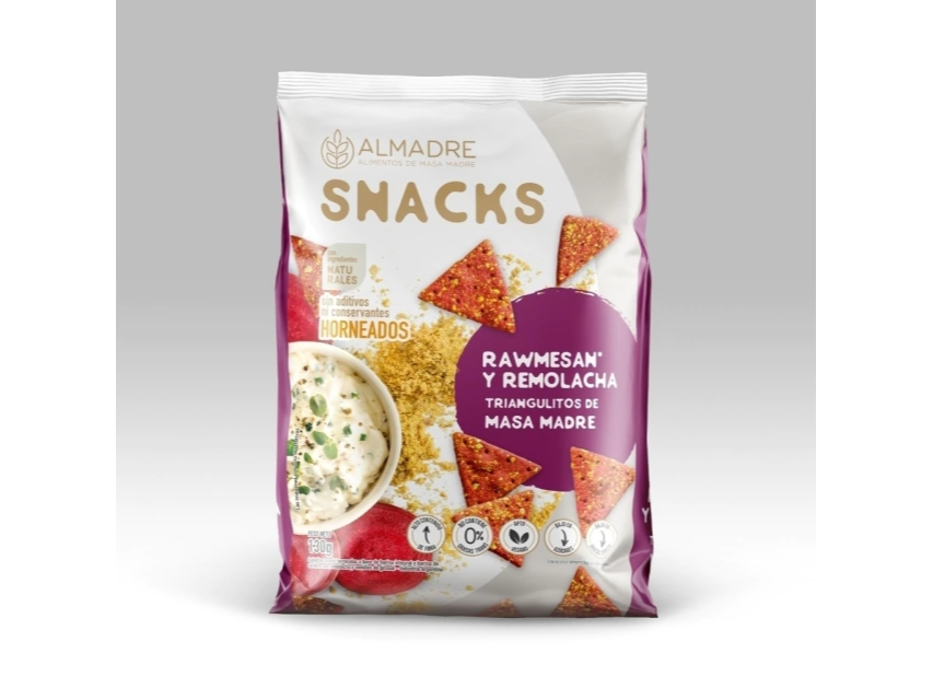 Triangulitos de Masa Madre sabor Rawmesan y remolacha 130g ALMADRE