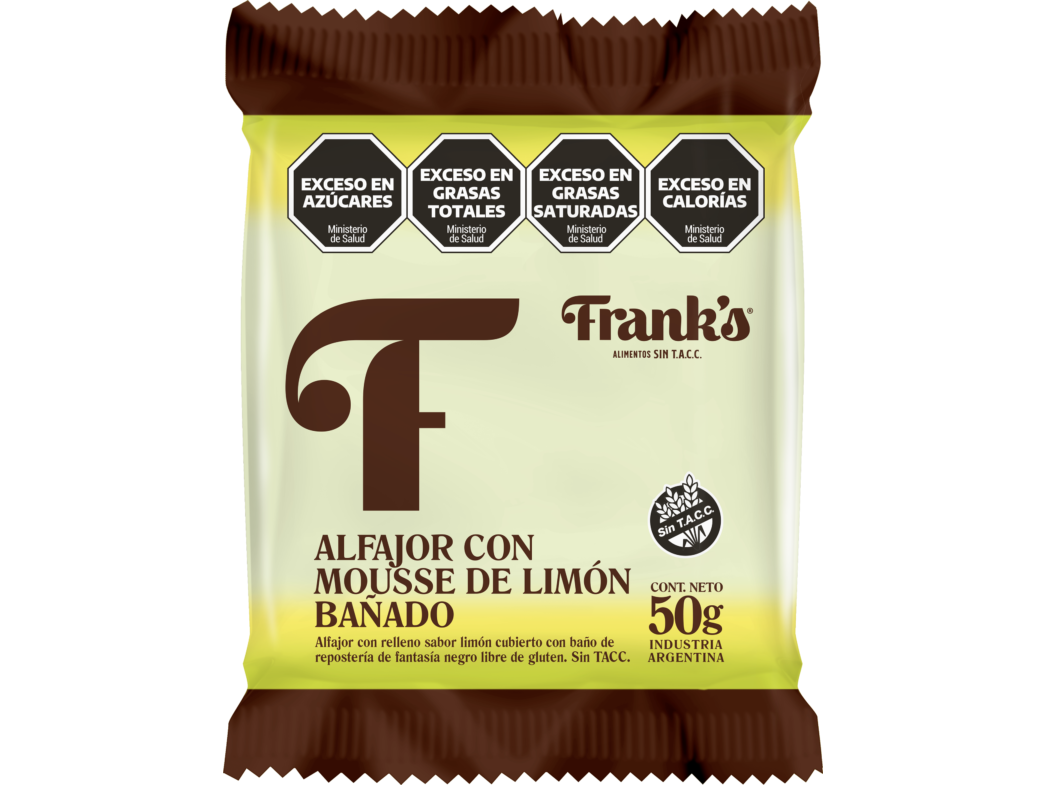 Alfajor Bañado Mousse de Limón sin gluten FRANK'S