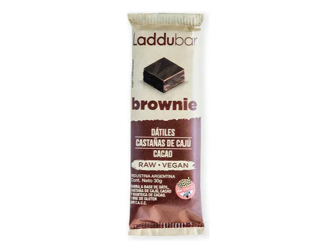 Barras de Brownie, Cajú y Cacao x 30g  sin Gluten VEGANO LADDUBAR