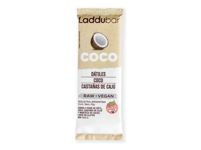 Barras de coco y cajú x 30g SIN GLUTEN VEGANO LADDUBAR