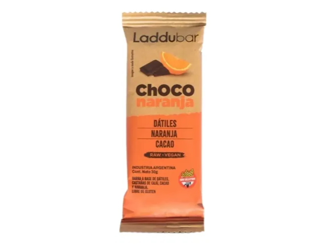 Barras de Naranja y Choco Dátiles x 30g  sin Gluten VEGANO LADDUBAR