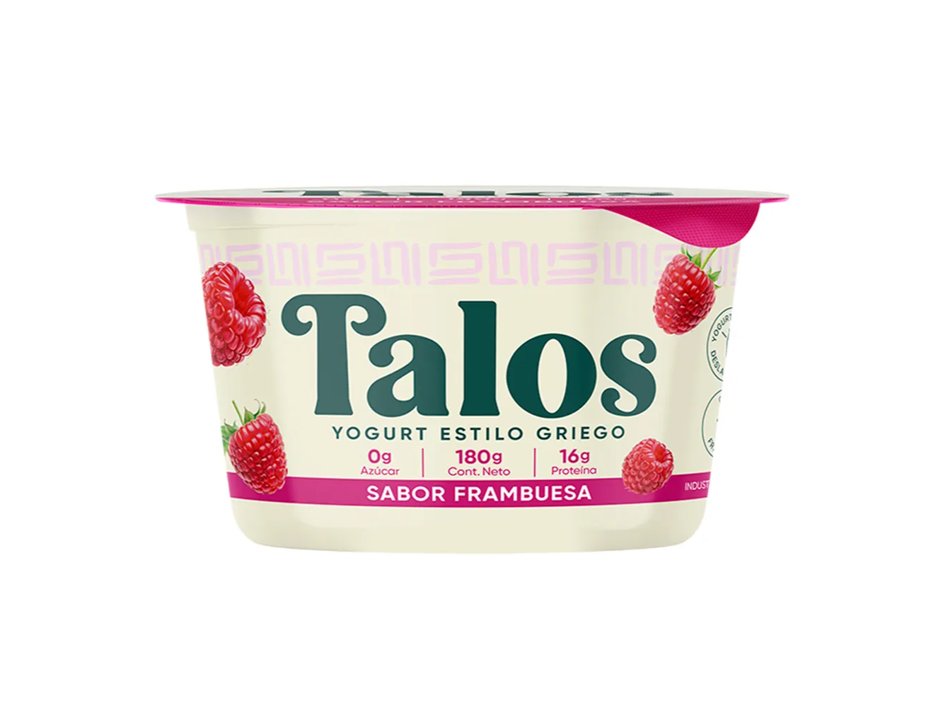 Yogurt Entero estilo Griego Deslactosado sabor Frambuesa 180g TALOS