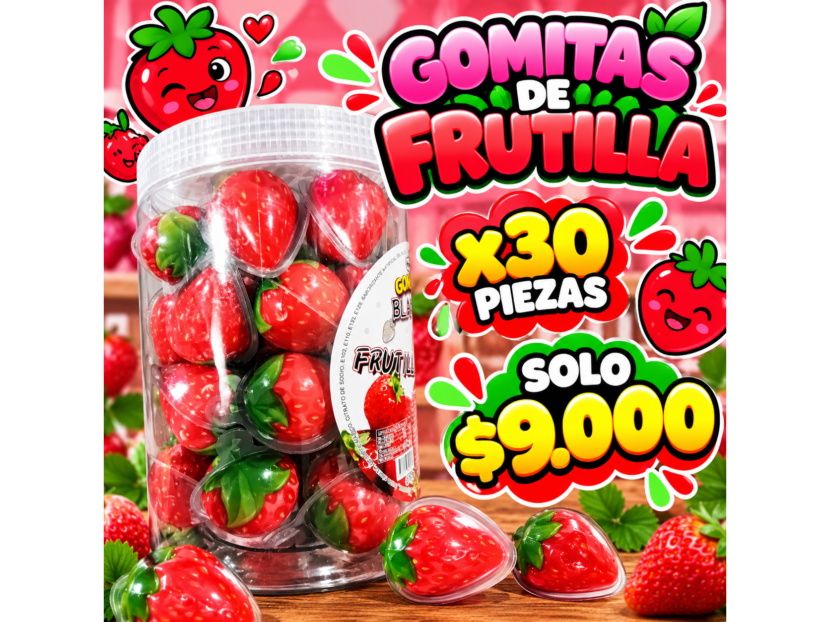 GOMITAS DE FRUTILLA X 30