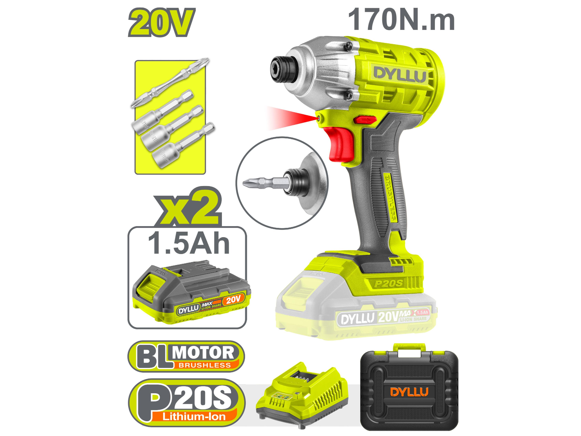 Atornillador de Impacto 1/4 20V 170 Nm TCD2512-4