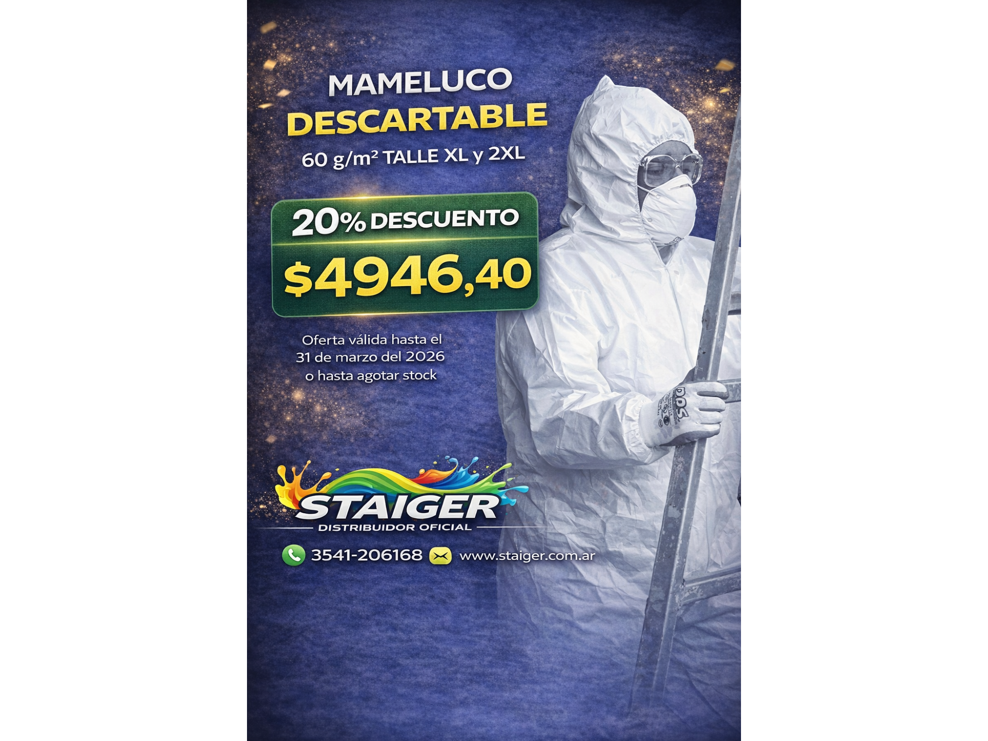 Mameluco descartable XL y 2XL