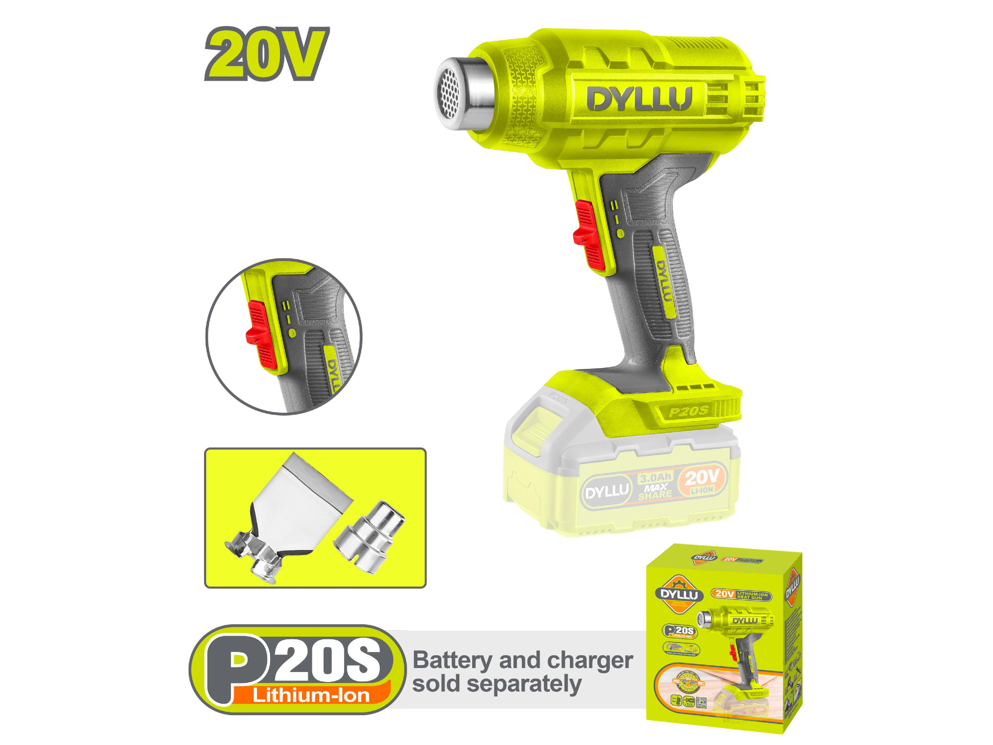 Pistola de calor 20V  DTKH1501