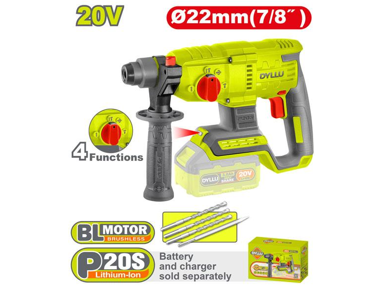 Rotomartillo SDS Plus BL 22MM 20V (Sin BAT/CARG)DTLM15220