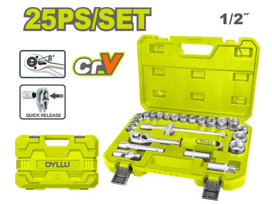 Set de Llave Crique y Bocallaves 1/2 25pcs
