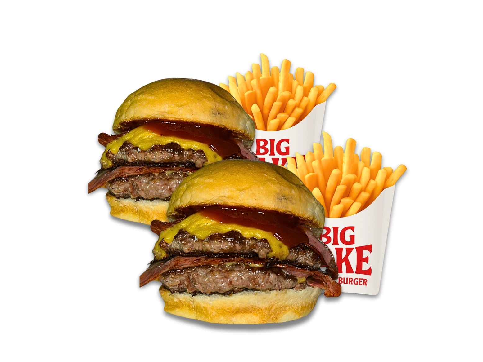 2 Bacon & Cheddar Dobles + 2 Papas Fritas