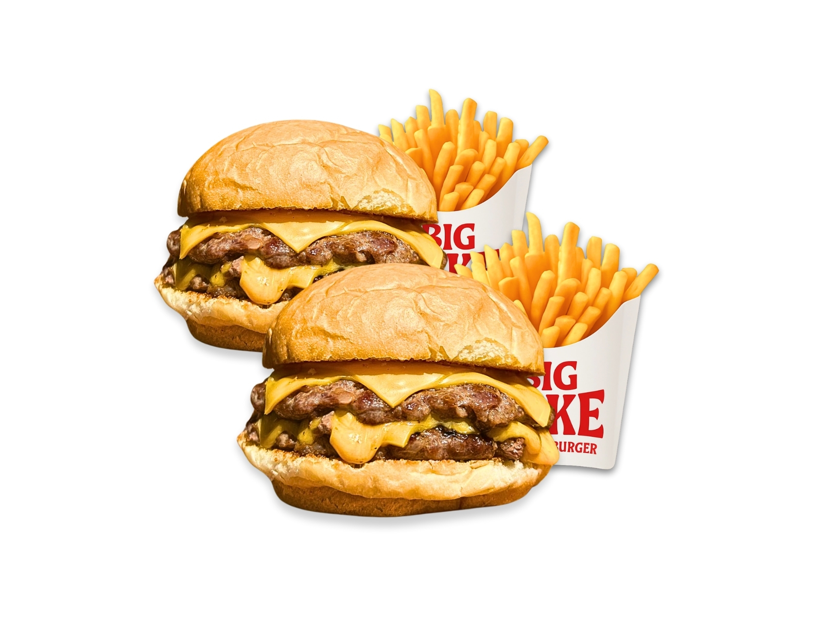 2 Cheese Burger Dobles + 2 Papas Fritas