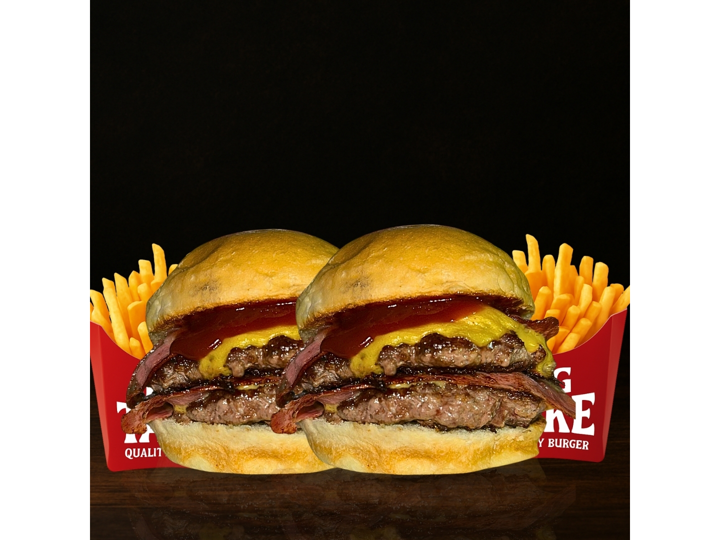 2 Bacon & Cheddar Dobles + 2 Papas Fritas