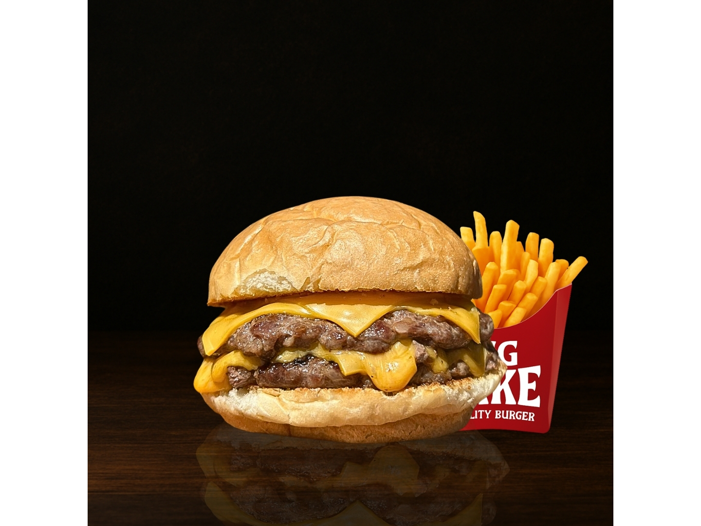 Cheese Burger + Papas Fritas
