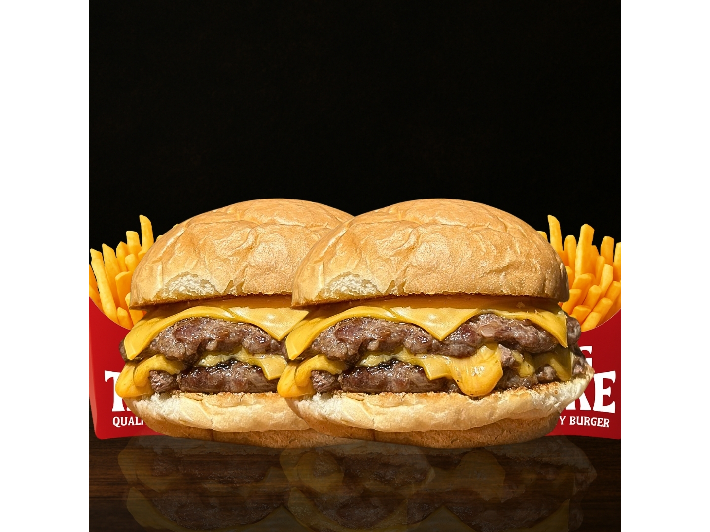 2 Cheese Burger Dobles + 2 Papas Fritas