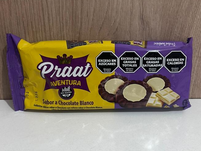 Galletas aventura con chocolate blanco Praat x 85g