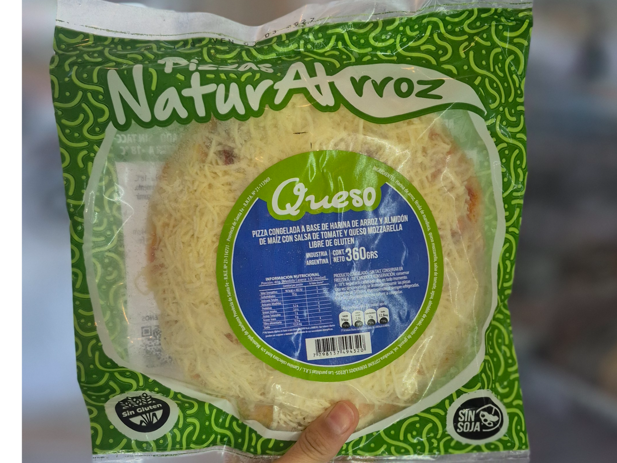 Naturalrroz pizza queso sin gluten