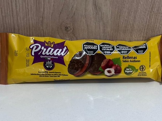 Galletas rellenas Praat sabor avellanas x85g