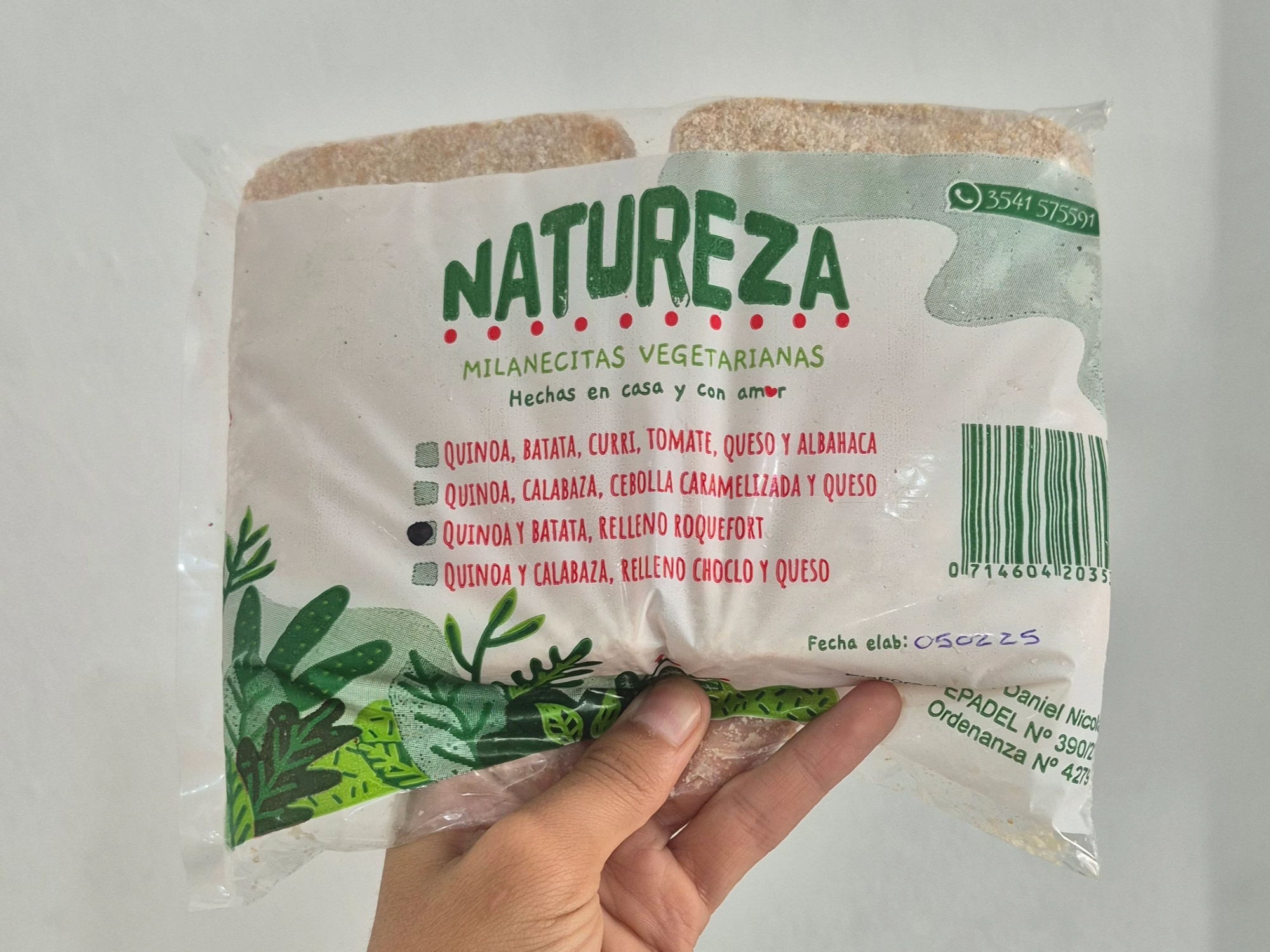 Milanesas de quinoa con batata y roquefort